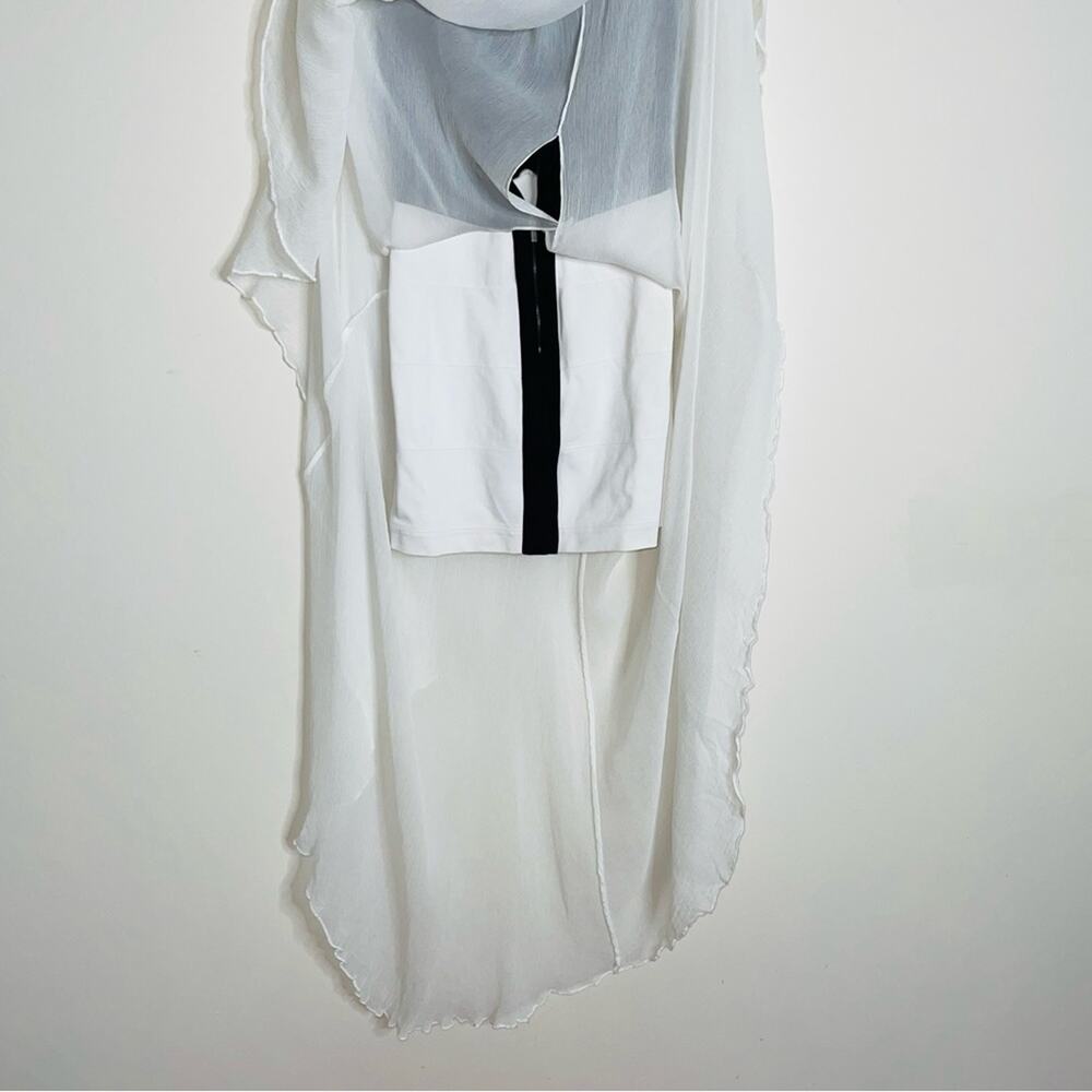 BCBGMAXAZRIA Giovanna Silk Blend Gown Dress White Black Size S - Picture 6 of 7